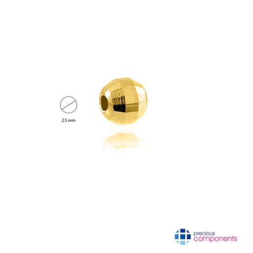 Bola discoteca 2,5 mm 2 agujeros -  Oro Amarillo 18 Ct - Precious Components